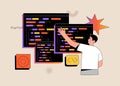 Software developer writes codes on special language on computer. Concept of script coding and web engineering Royalty Free Stock Photo